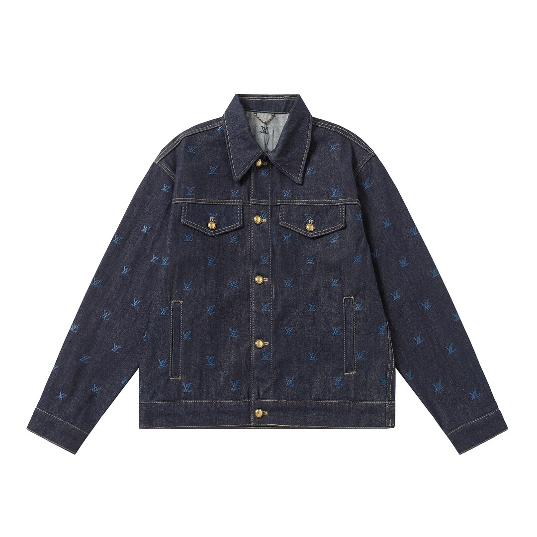 Louis Vuitton SS24 Logo Embroidered Blue Denim Jacket Unisex