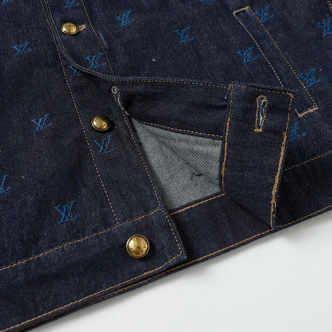 Louis Vuitton SS24 Logo Embroidered Blue Denim Jacket Unisex