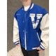 Louis Vuitton V Letter Embroidery Spliced Baseball Jacket Jacket