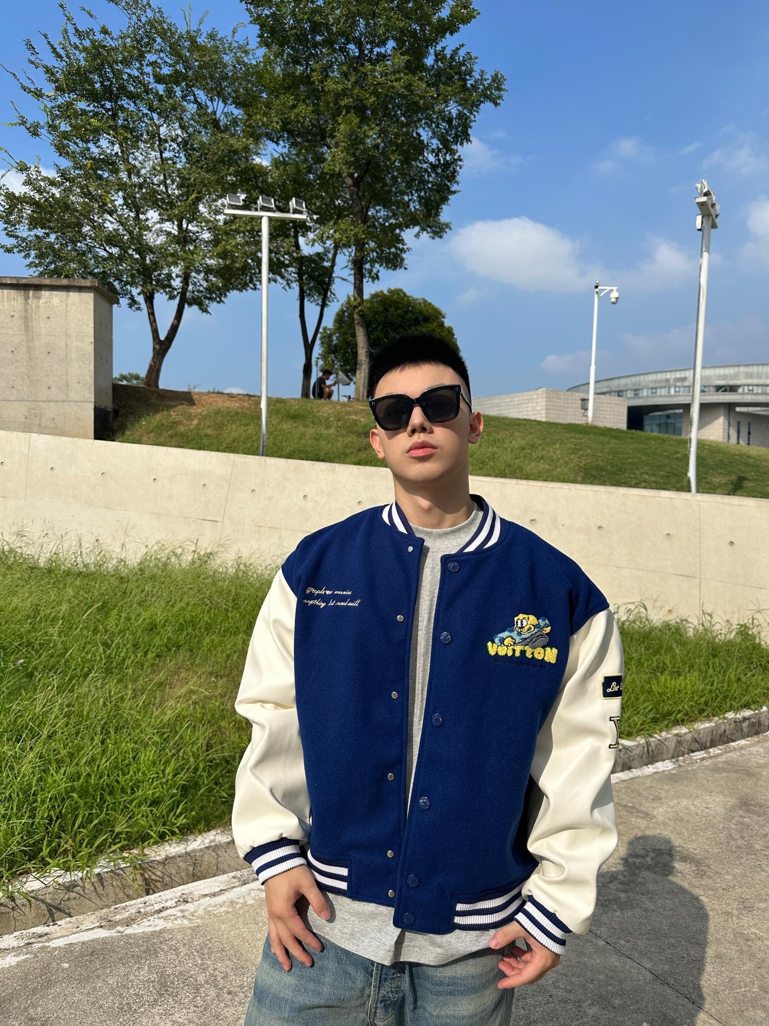 Louis Vuitton Cartoon Embroidery Baseball Jacket 