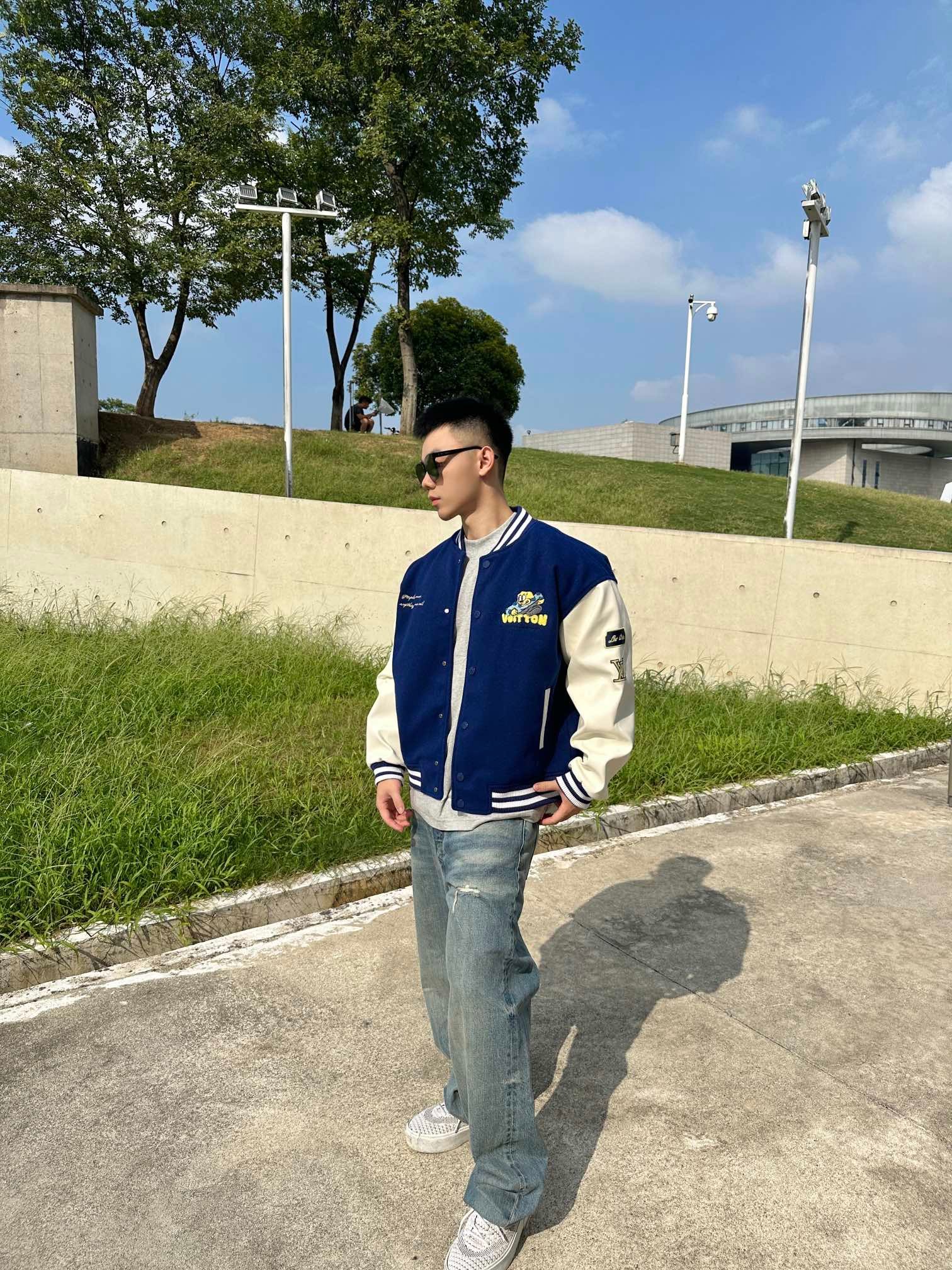 Louis Vuitton Cartoon Embroidery Baseball Jacket 