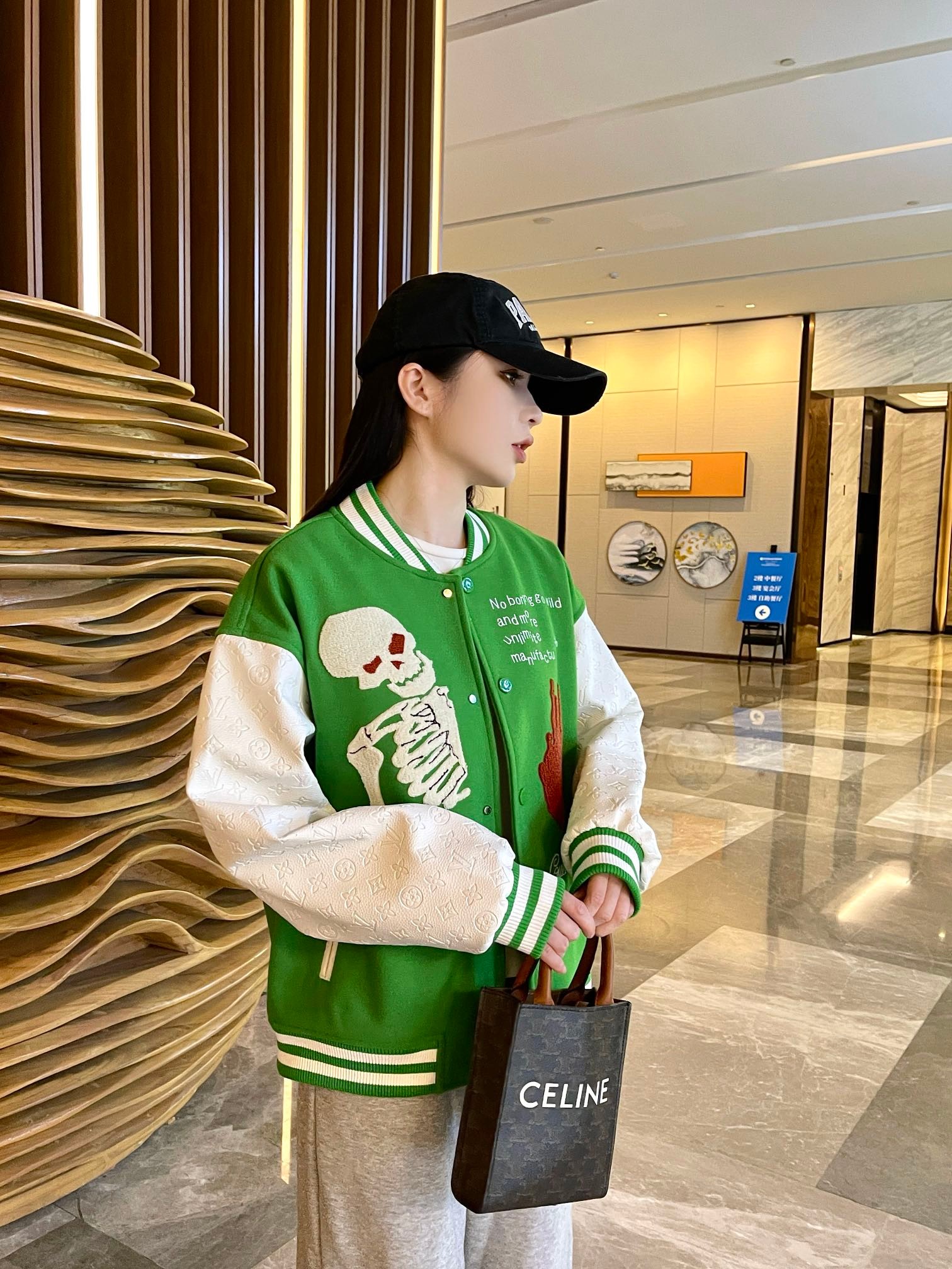 Louis Vuitton Skull Embroidery Patchwork Baseball Jacket Coat