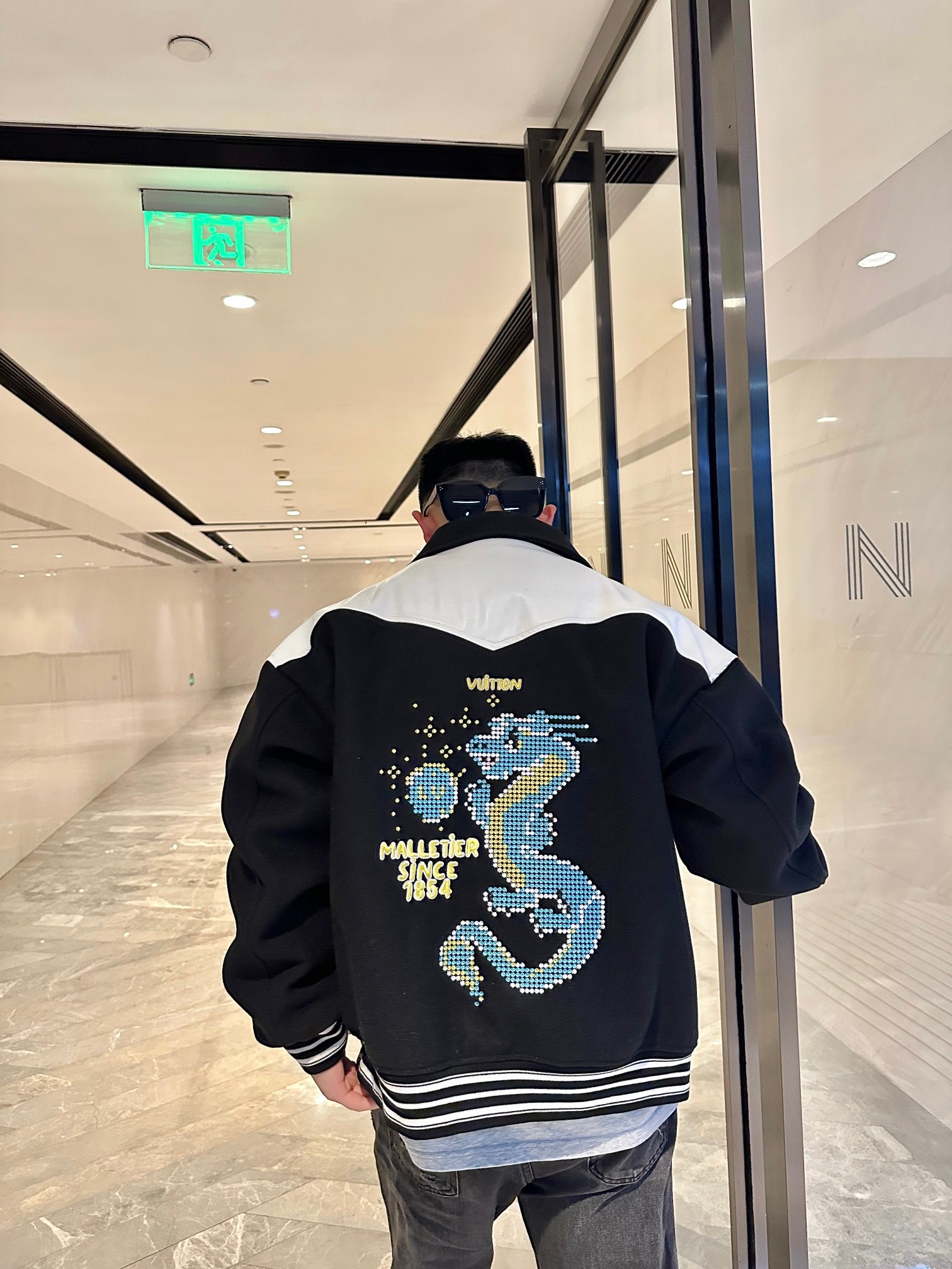  Louis Vuitton Appliquéd Logo Patchwork Baseball Jacket Coat