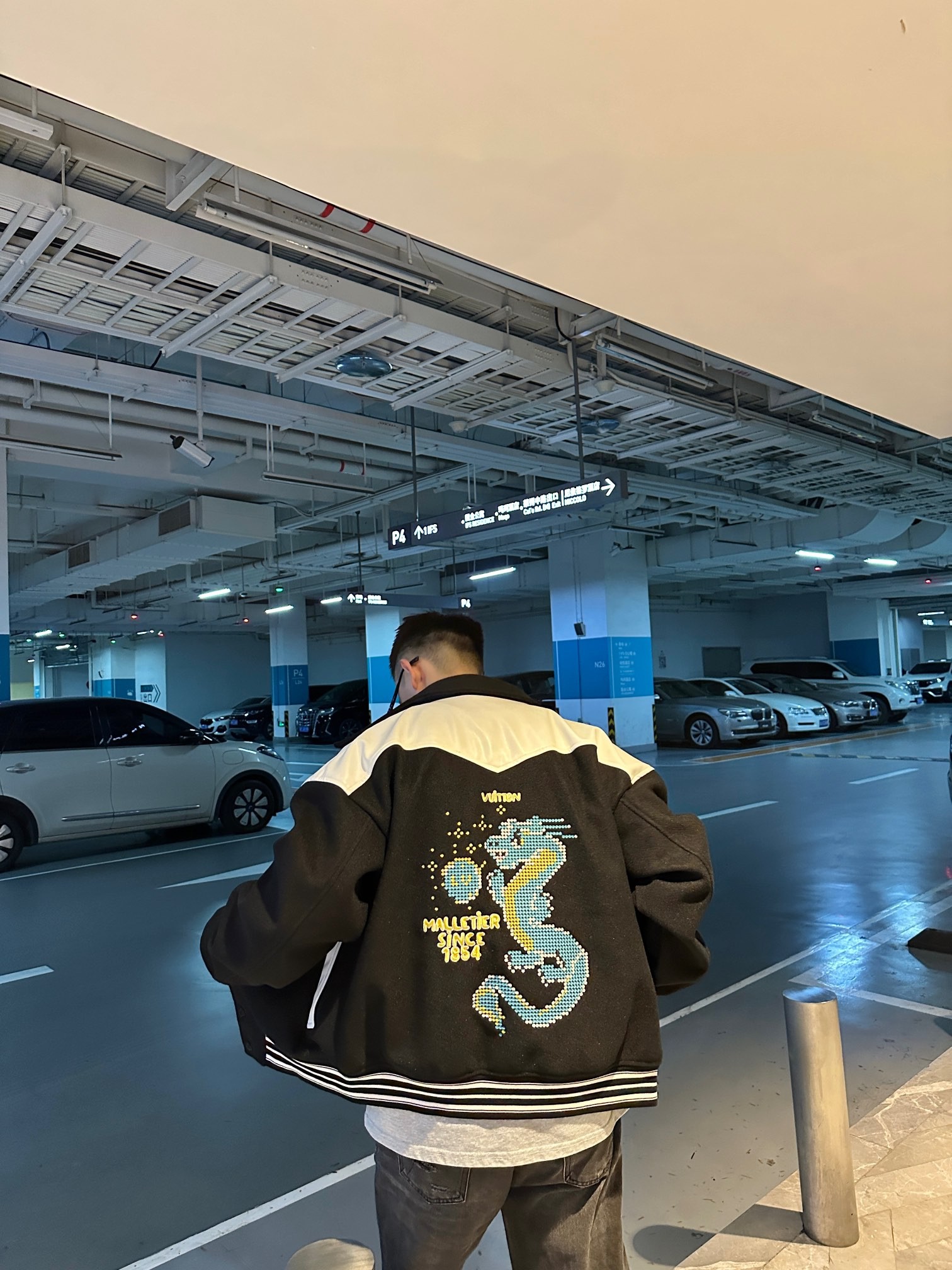  Louis Vuitton Appliquéd Logo Patchwork Baseball Jacket Coat