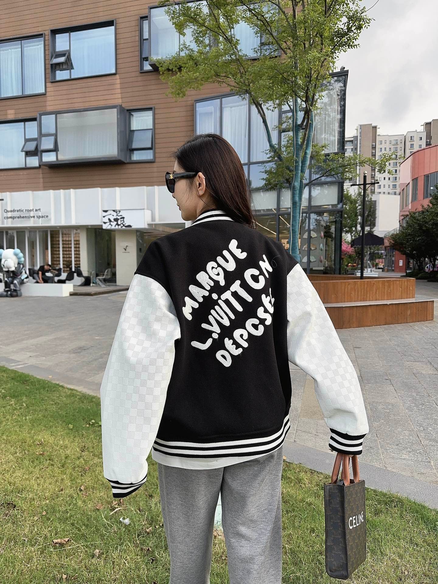 Louis Vuitton Appliquéd Logo Patchwork Baseball Jacket Coat