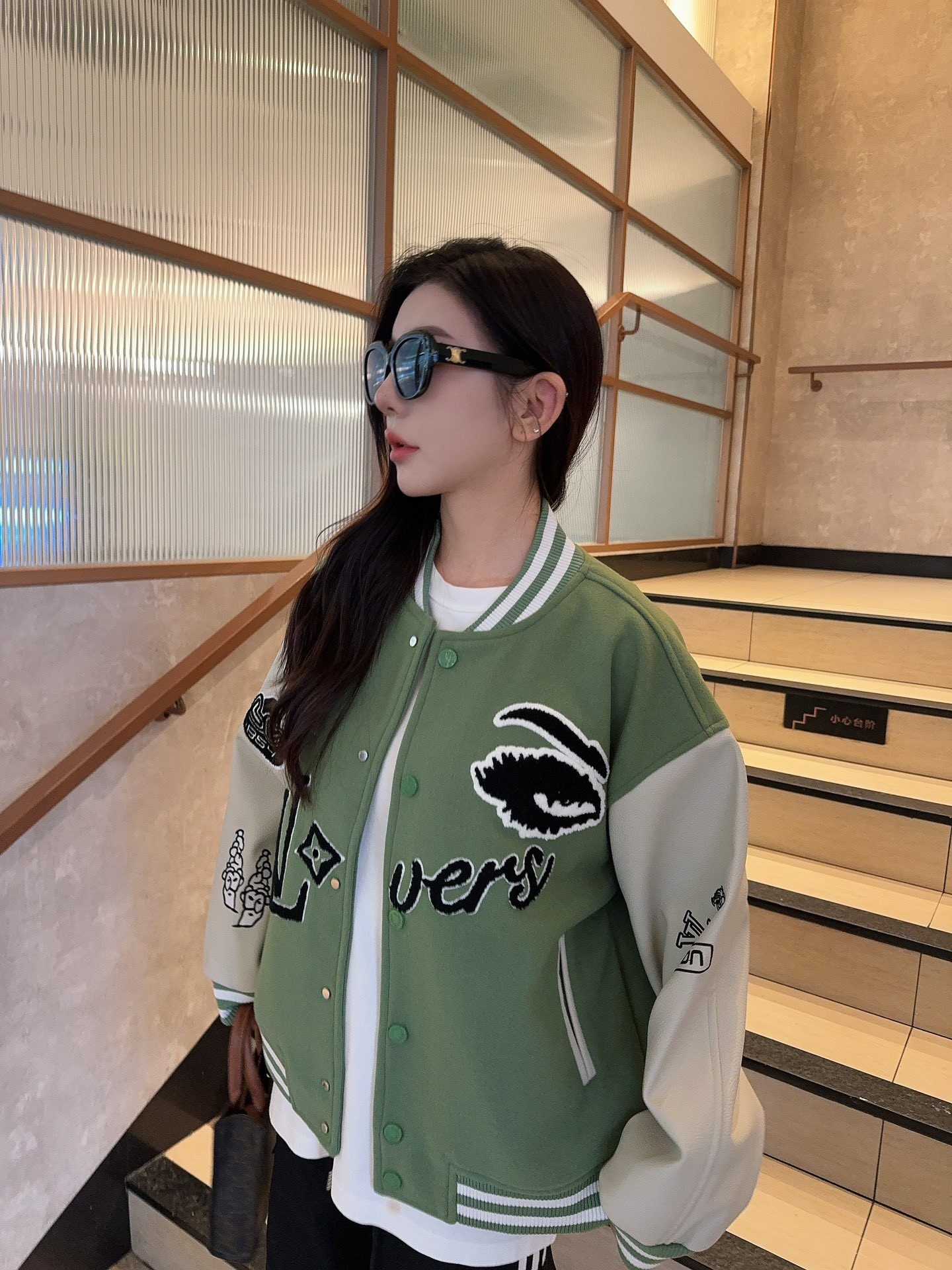 Louis Vuitton Badge Embroidery Patchwork Baseball Jacket Coat