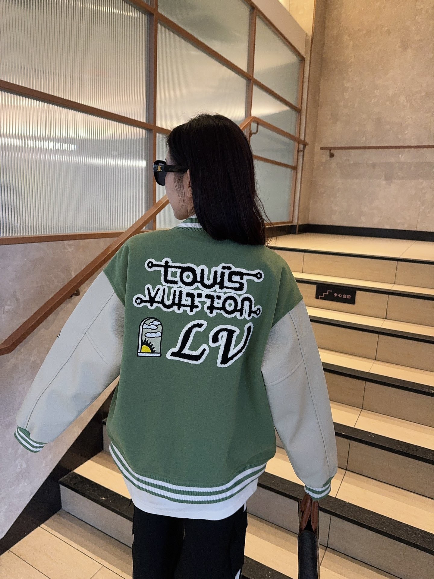 Louis Vuitton Badge Embroidery Patchwork Baseball Jacket Coat