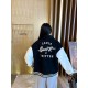 Louis Vuitton Flocked Monogram Embroidered Spliced Baseball Jacket