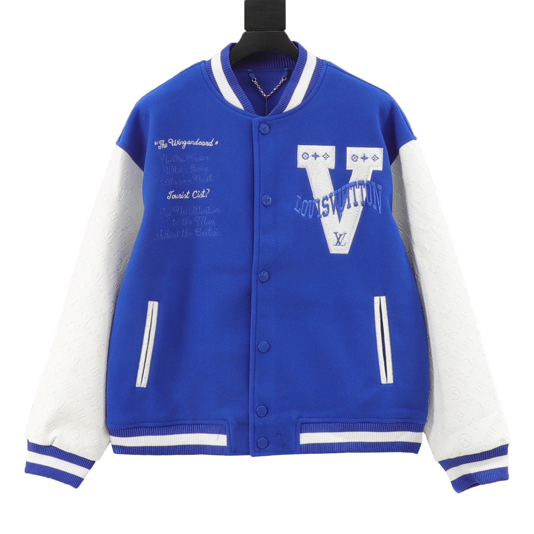 Louis Vuitton V Letter Embroidery Spliced Baseball Jacket Jacket