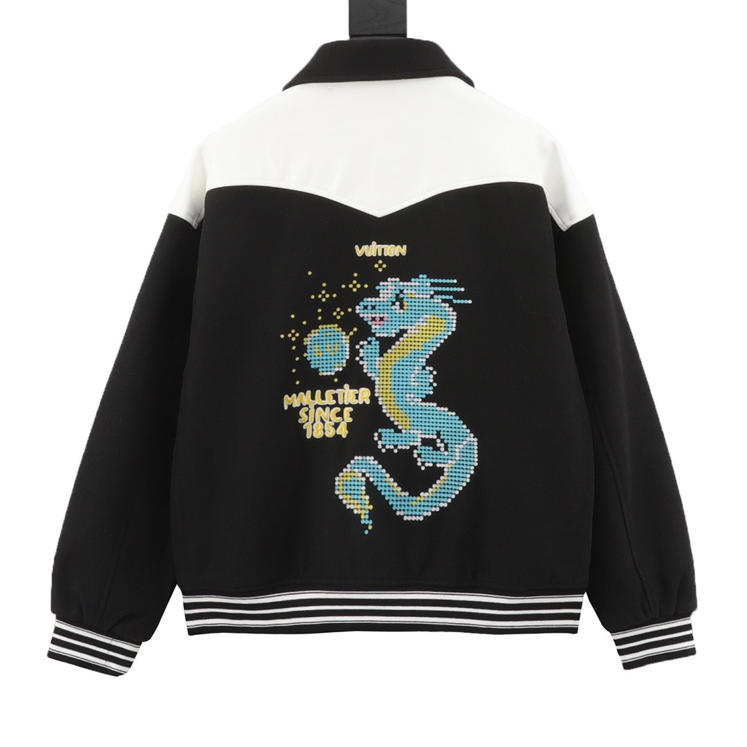 Louis Vuitton Year of the Dragon Limited Spliced Baseball Jacket Coat