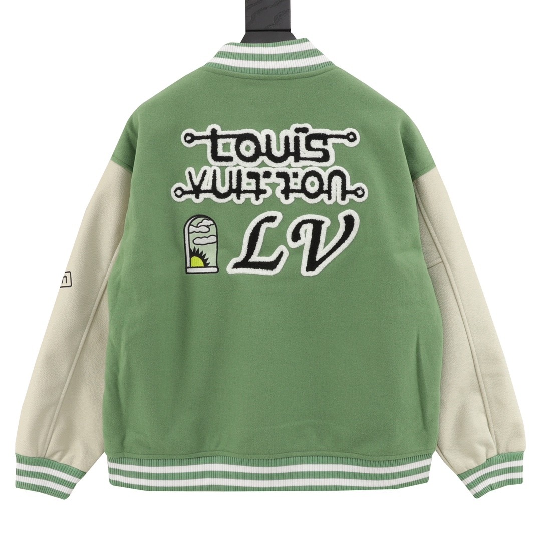 Louis Vuitton Badge Embroidery Patchwork Baseball Jacket Coat