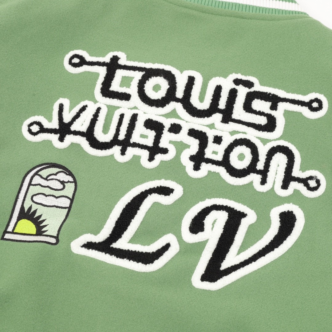 Louis Vuitton Badge Embroidery Patchwork Baseball Jacket Coat