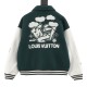 Louis Vuitton Flocked Monogram Embroidered Spliced Baseball Jacket Jacket