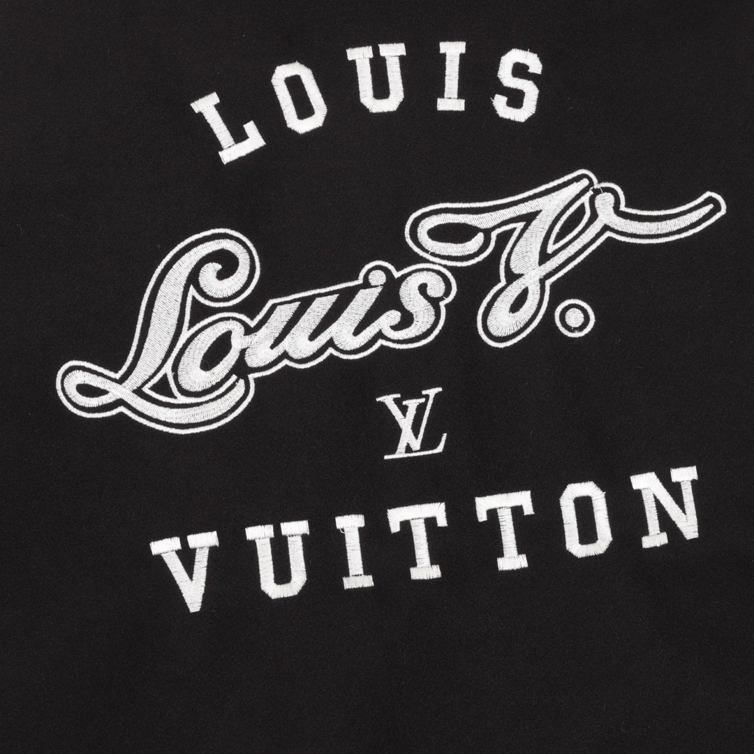 Louis Vuitton Flocked Monogram Embroidered Spliced Baseball Jacket