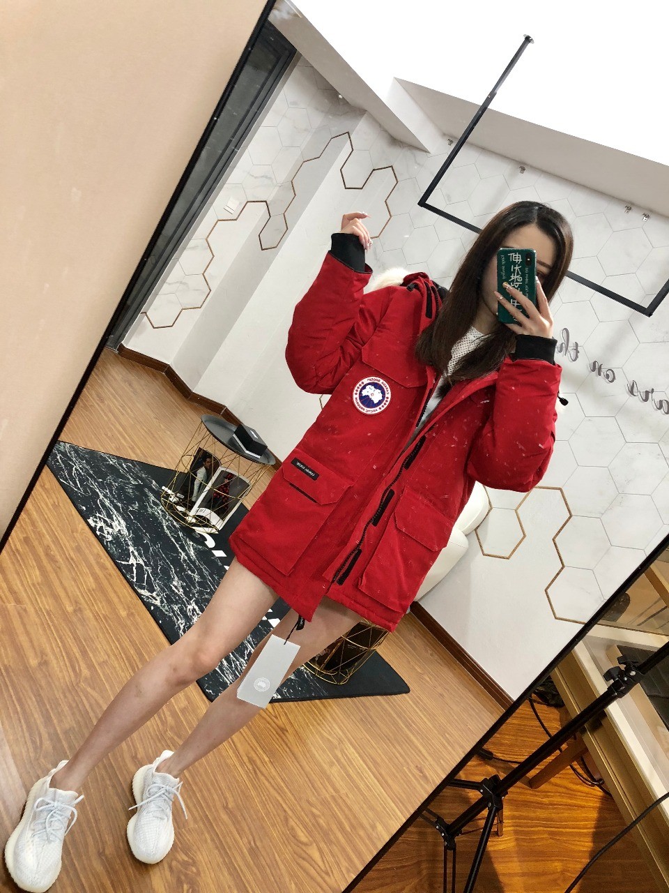 Canada Goose Expedition Parka Unisex Mid-Length Red