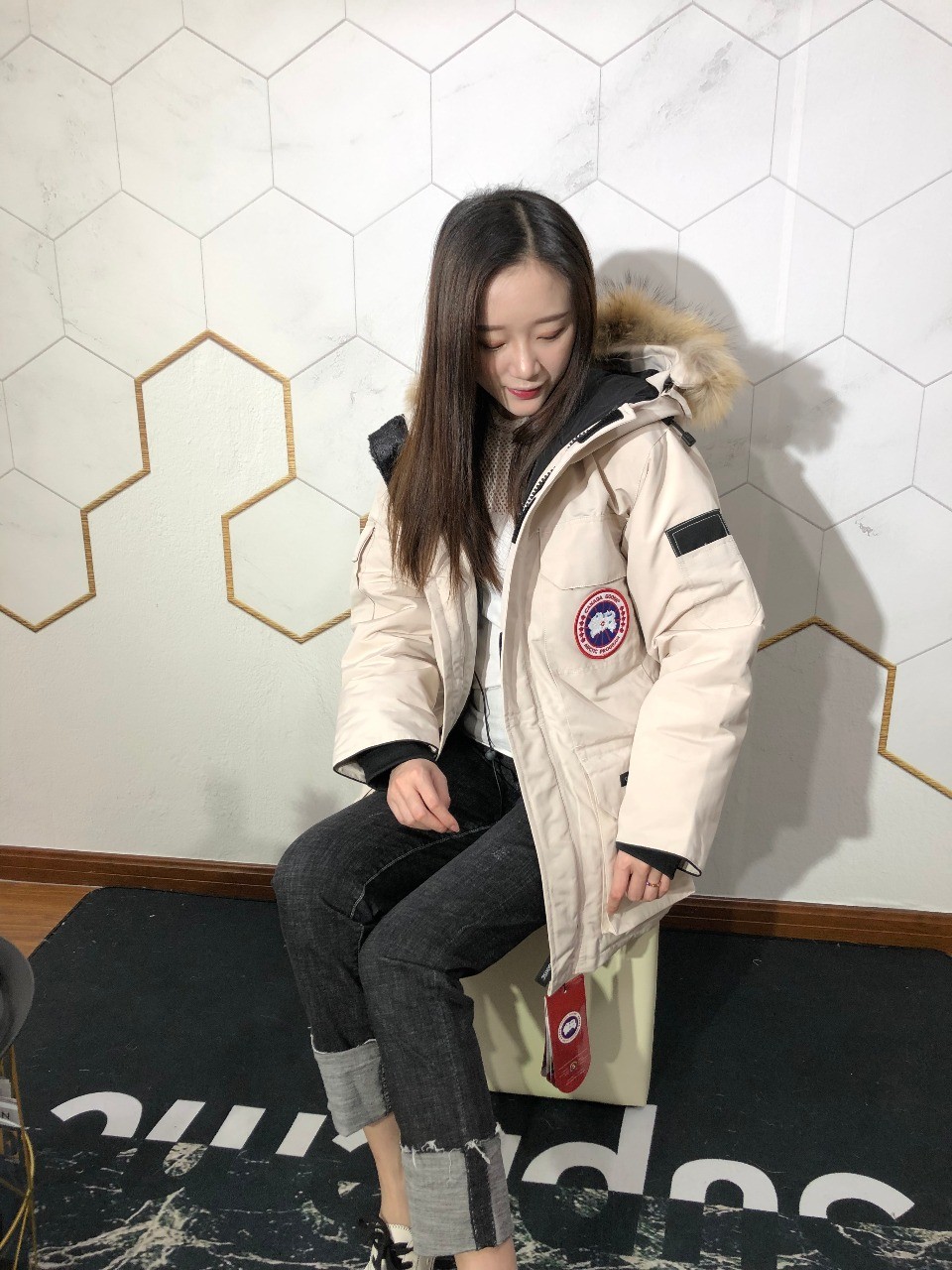 Canada Goose Expedition Parka Unisex Mid-Length White