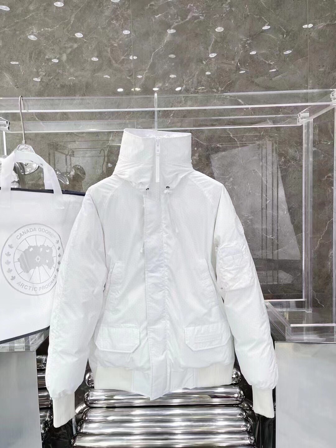 Canada Goose White Label Short Down Jacket White