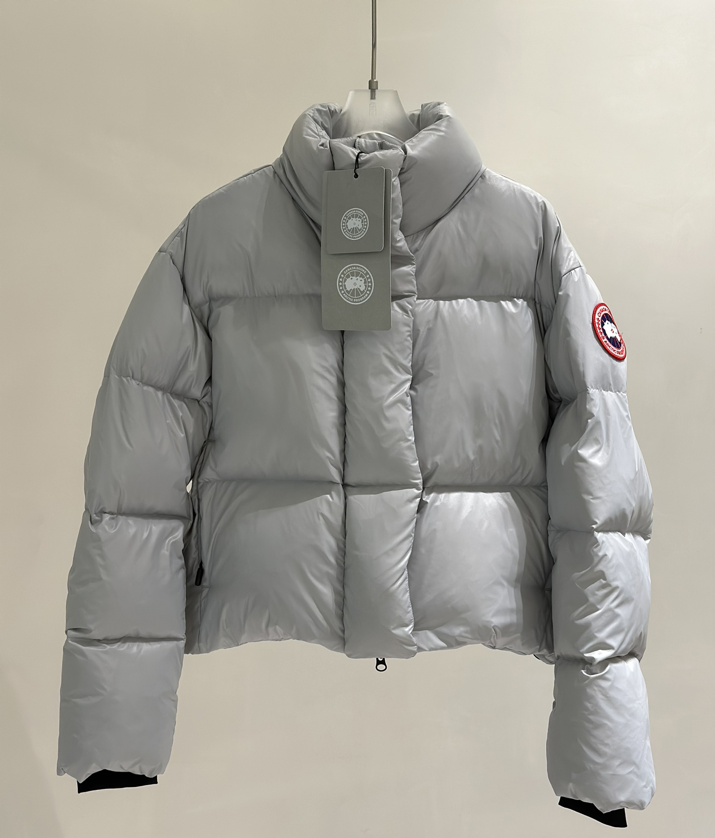  Canada Goose Cypress Cropped Puffer Women Down Coat Silver