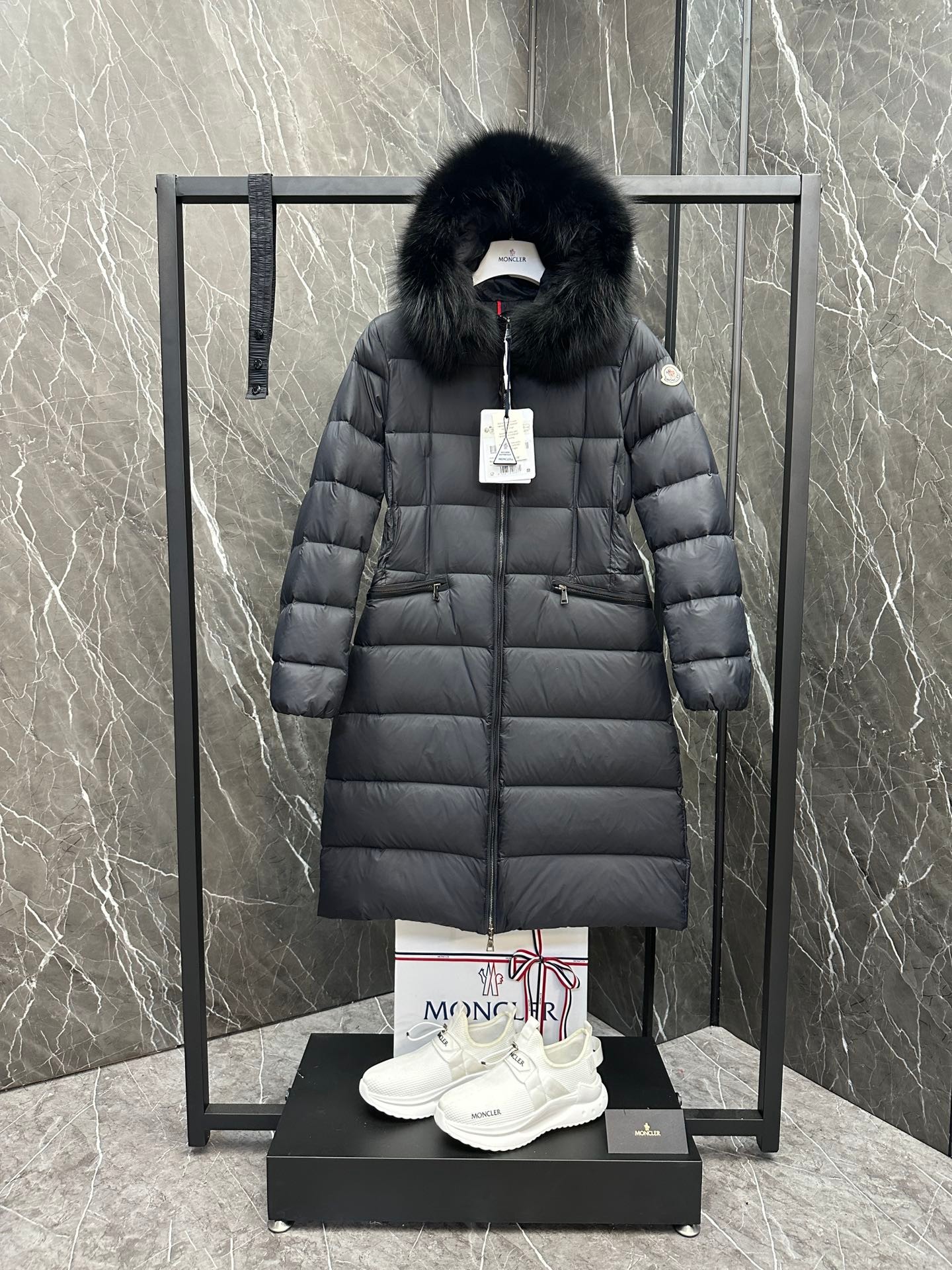 Moncler Boedic Long Women's Down Jacket Coat Black