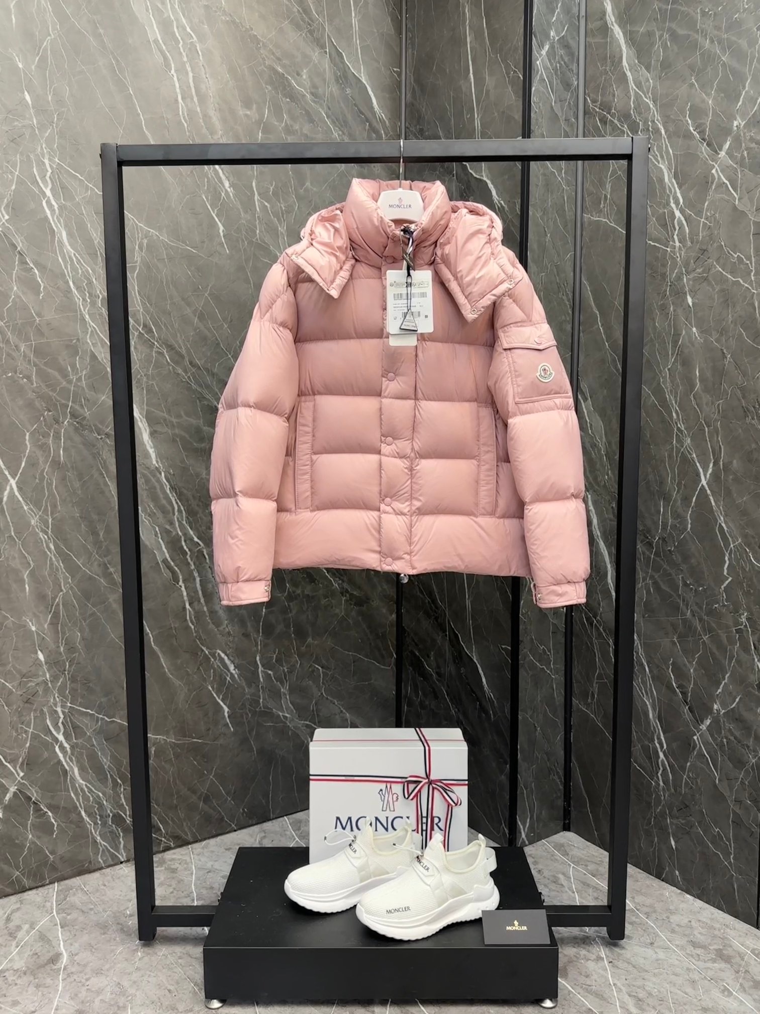 Moncle Maya 70 Winter Down Jacket Coat in Rose Pink