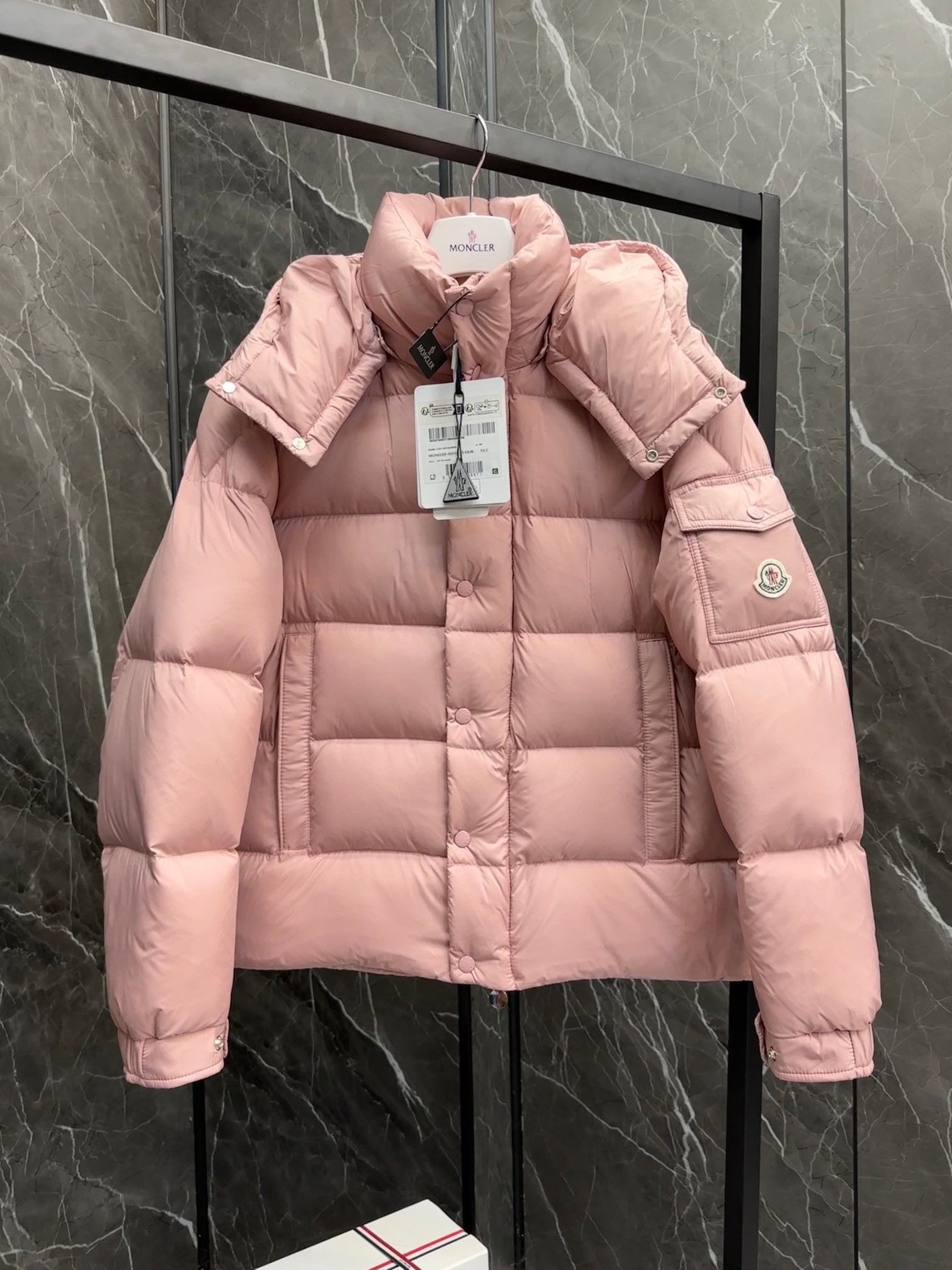 Moncle Maya 70 Winter Down Jacket Coat in Rose Pink