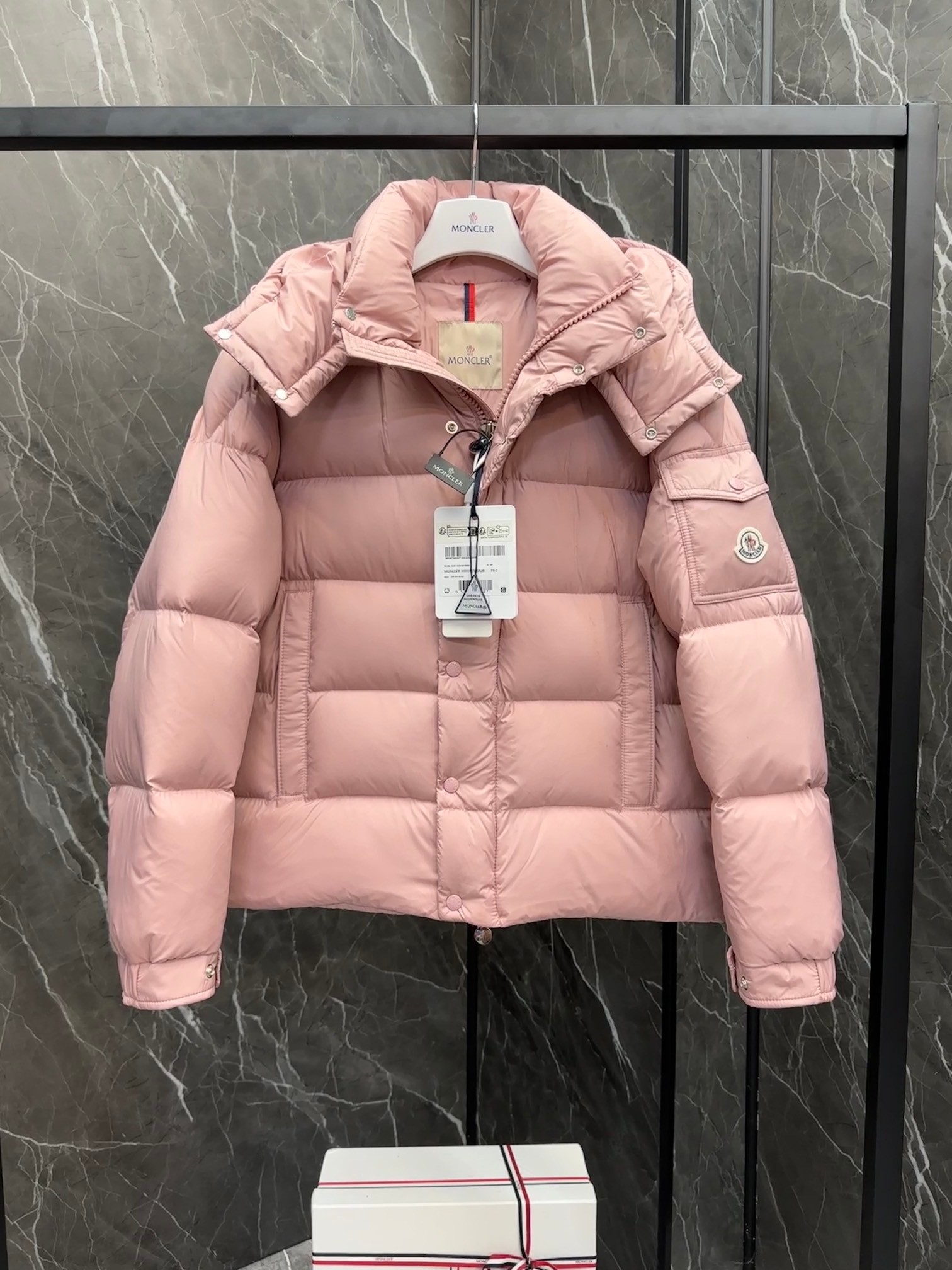 Moncle Maya 70 Winter Down Jacket Coat in Rose Pink