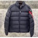 Moncler Solayan Men's Short Down Jacket Coat with Tricolor Trim