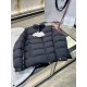 Moncler Solayan Men's Short Down Jacket Coat with Tricolor Trim