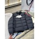 Moncler Solayan Men's Short Down Jacket Coat with Tricolor Trim