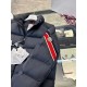 Moncler Solayan Men's Short Down Jacket Coat with Tricolor Trim