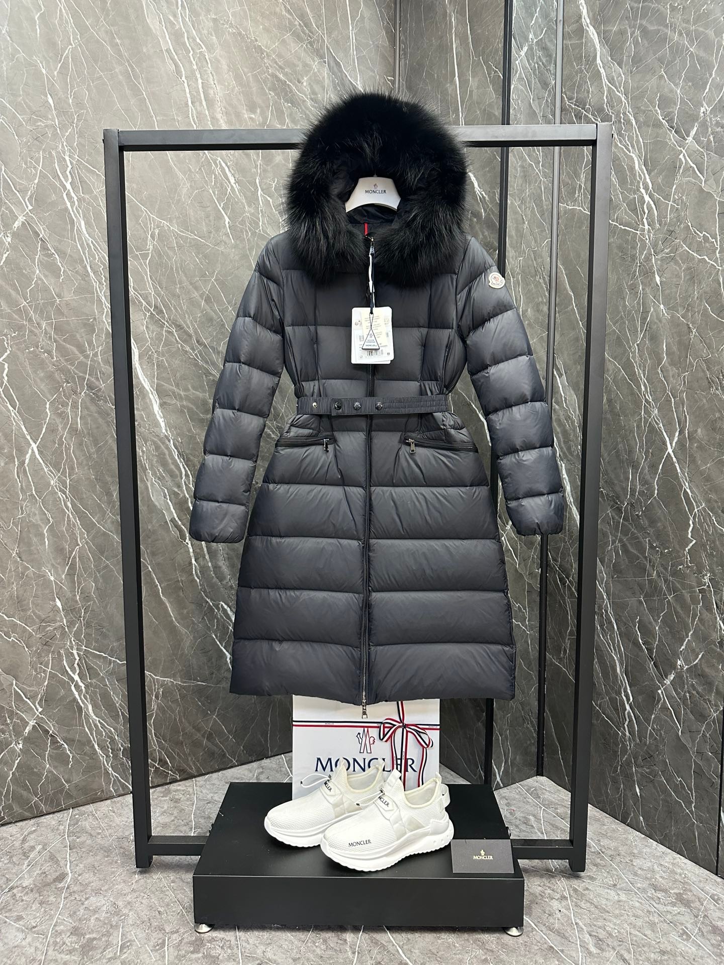 Moncler Boedic Long Women's Down Jacket Coat Black