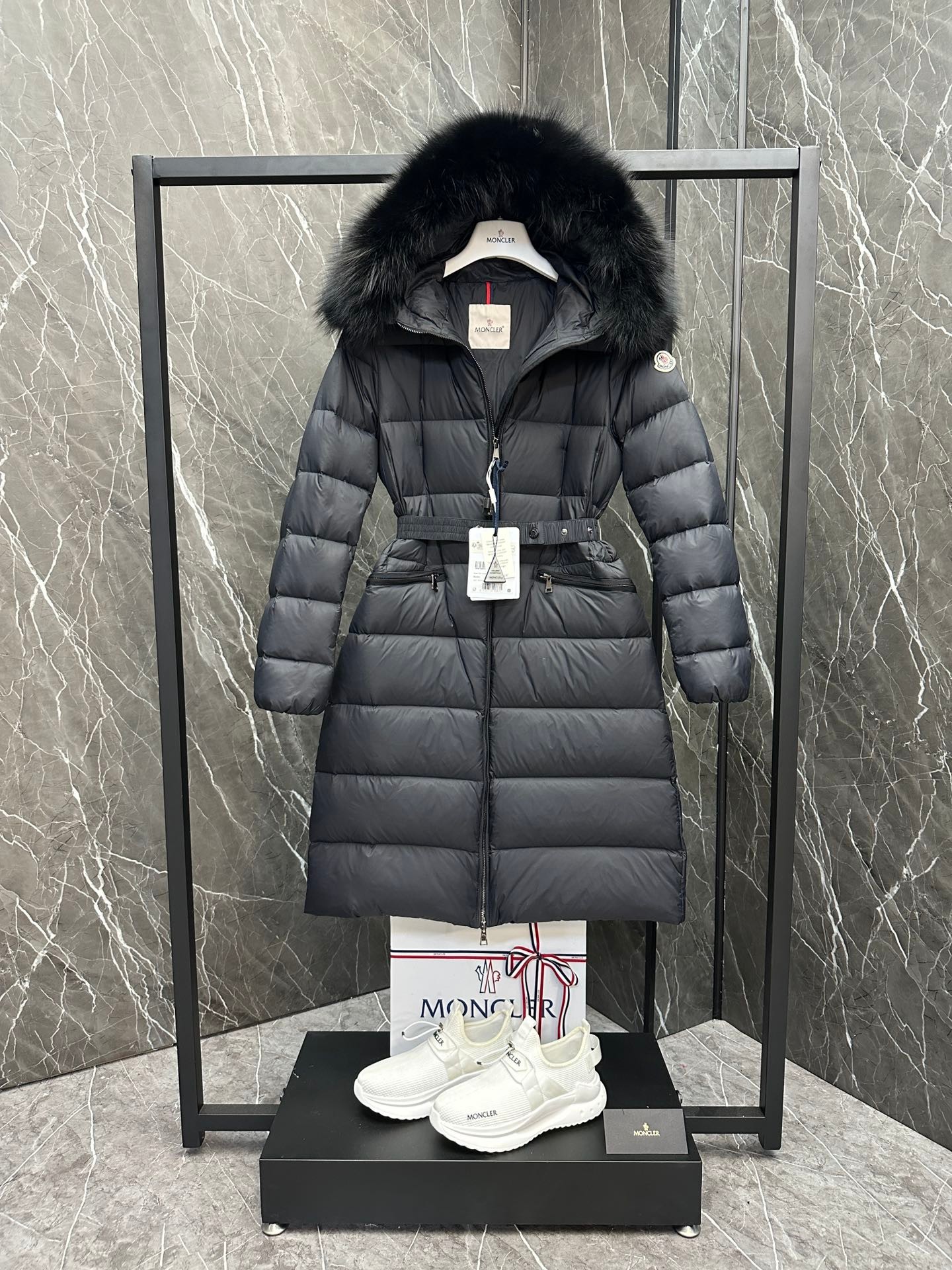 Moncler Boedic Long Women's Down Jacket Coat Black