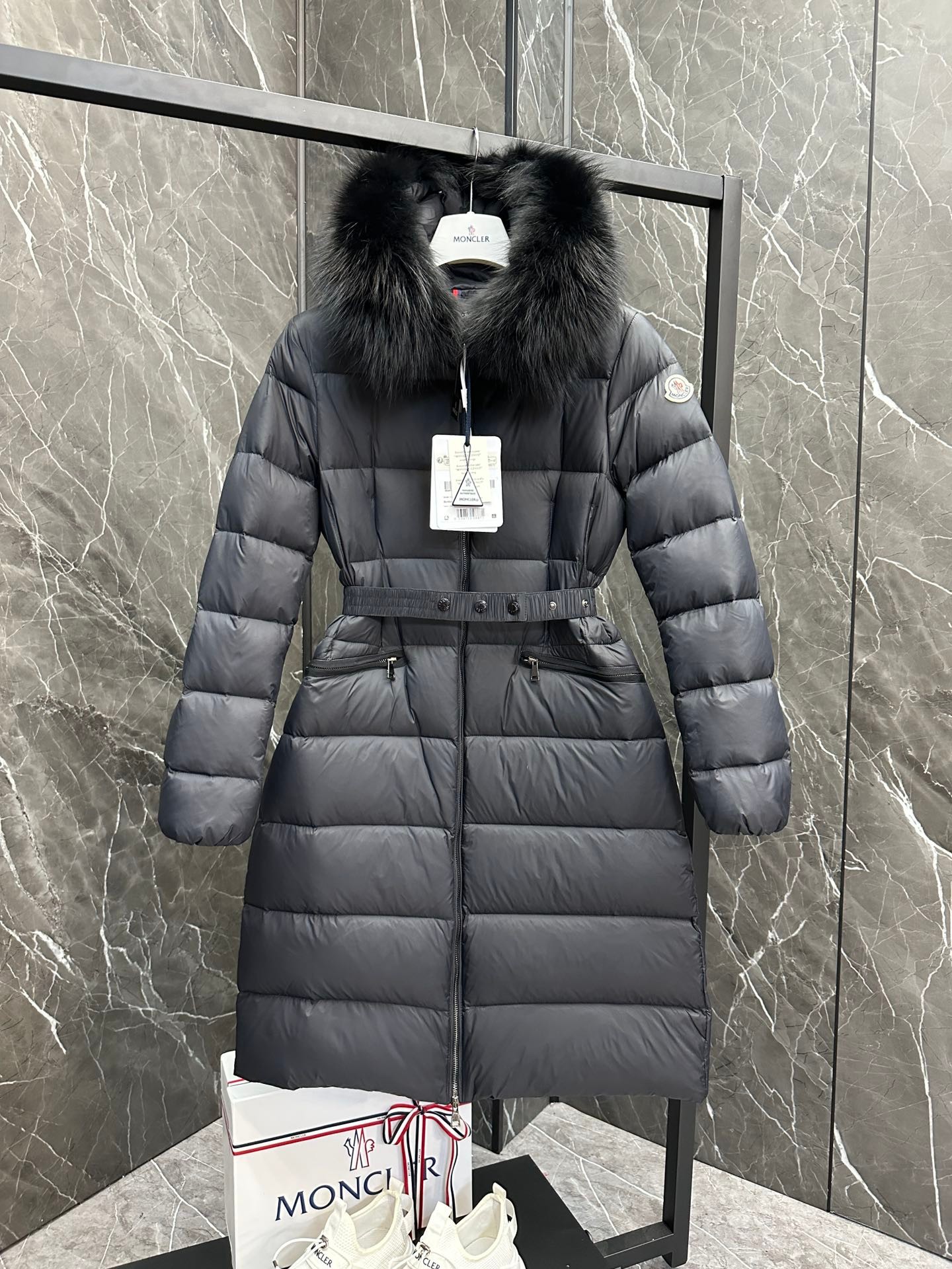 Moncler Boedic Long Women's Down Jacket Coat Black