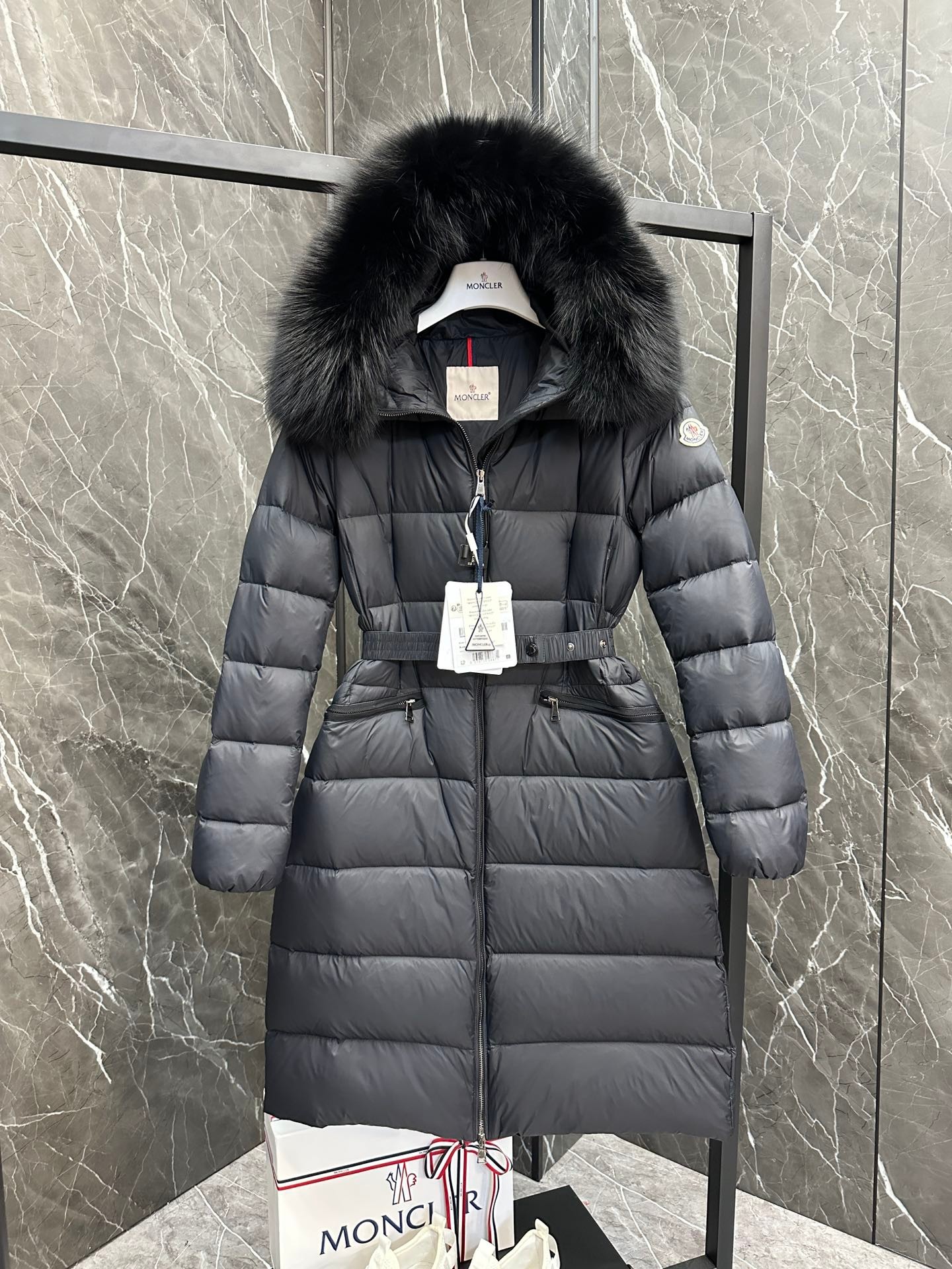 Moncler Boedic Long Women's Down Jacket Coat Black