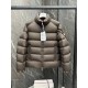 Moncler Solayan Men's Short Down Jacket Coat with Tricolor Trim