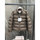 Moncler Solayan Men's Short Down Jacket Coat with Tricolor Trim