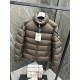 Moncler Solayan Men's Short Down Jacket Coat with Tricolor Trim