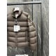 Moncler Solayan Men's Short Down Jacket Coat with Tricolor Trim