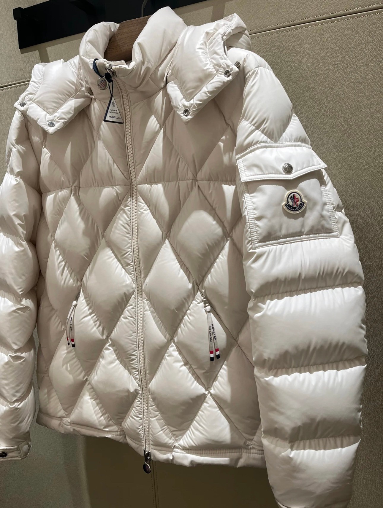 Moncler Averole Men's Short Diamond Check Down Jacket Coat