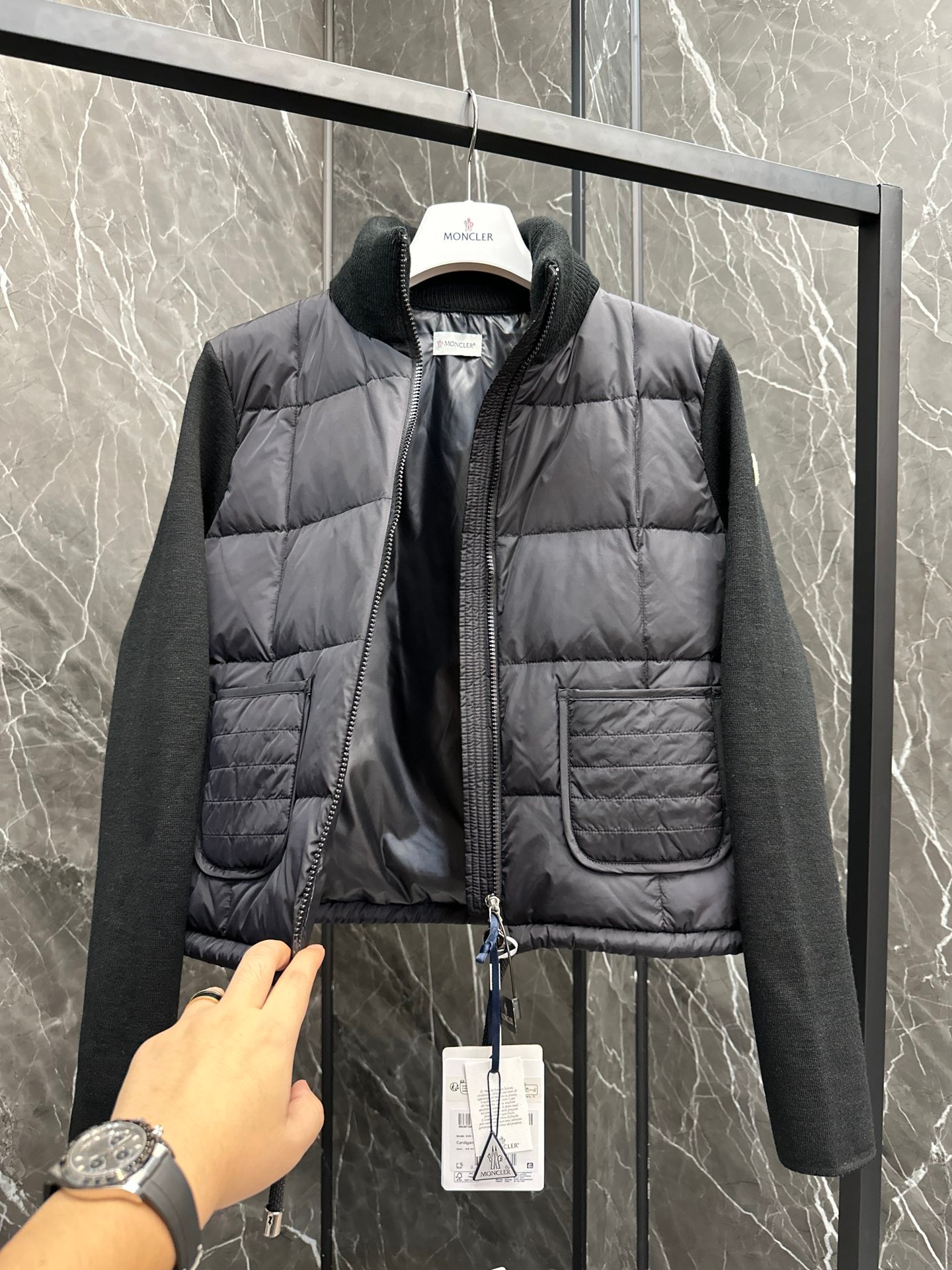 Moncler Women's Wool-Lined Zip-Up Cardigan