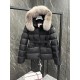 Moncler Boed Women's Short Down Jacket Coat with Fox Fur Collar