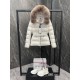 Moncler Boed Women's Short Down Jacket Coat with Fox Fur Collar