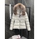 Moncler Boed Women's Short Down Jacket Coat with Fox Fur Collar