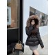 Moncler Boed Women's Short Down Jacket Coat with Fox Fur Collar