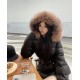 Moncler Boed Women's Short Down Jacket Coat with Fox Fur Collar