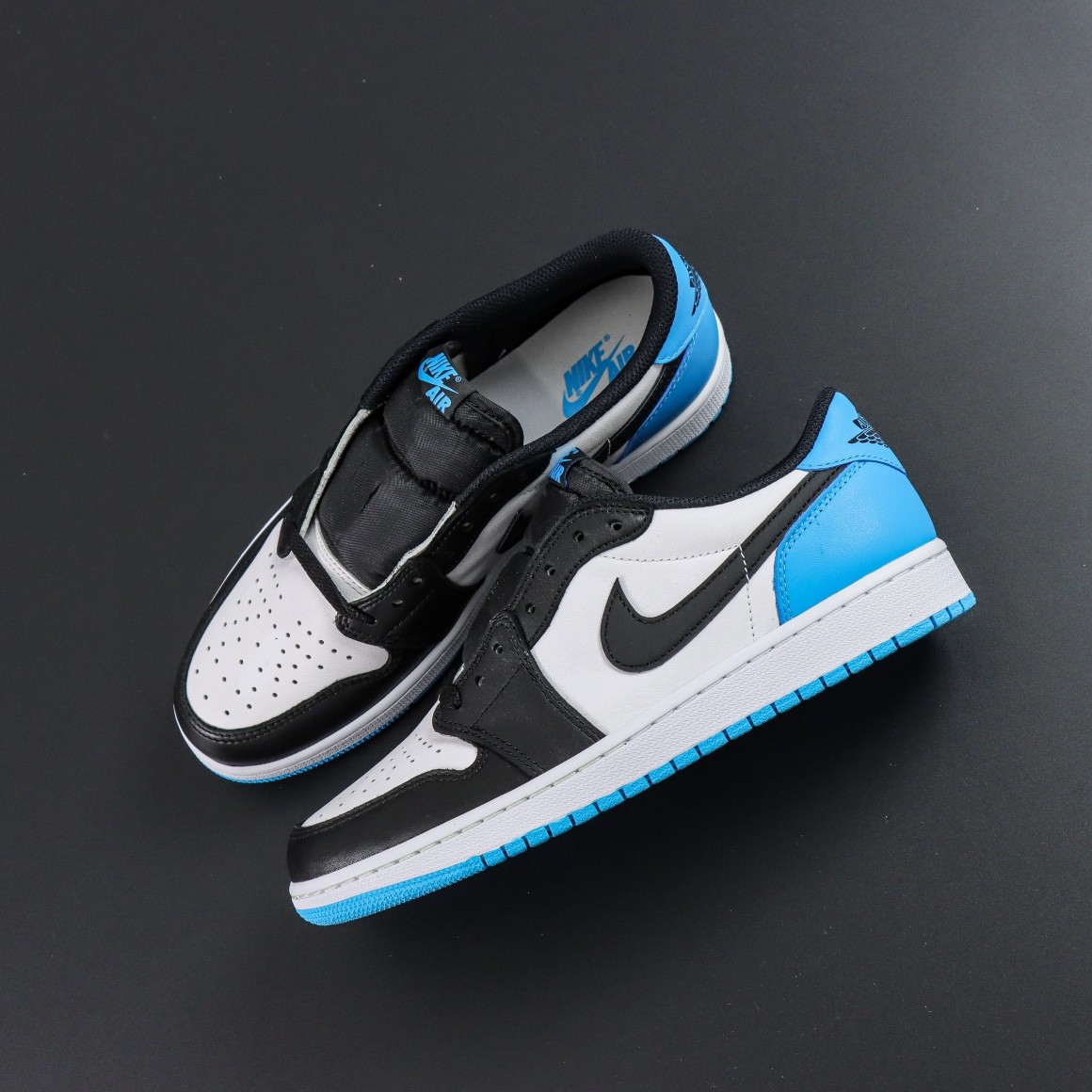 NIKE Air Jordan 1 Low Black and Dark Powder Blue 