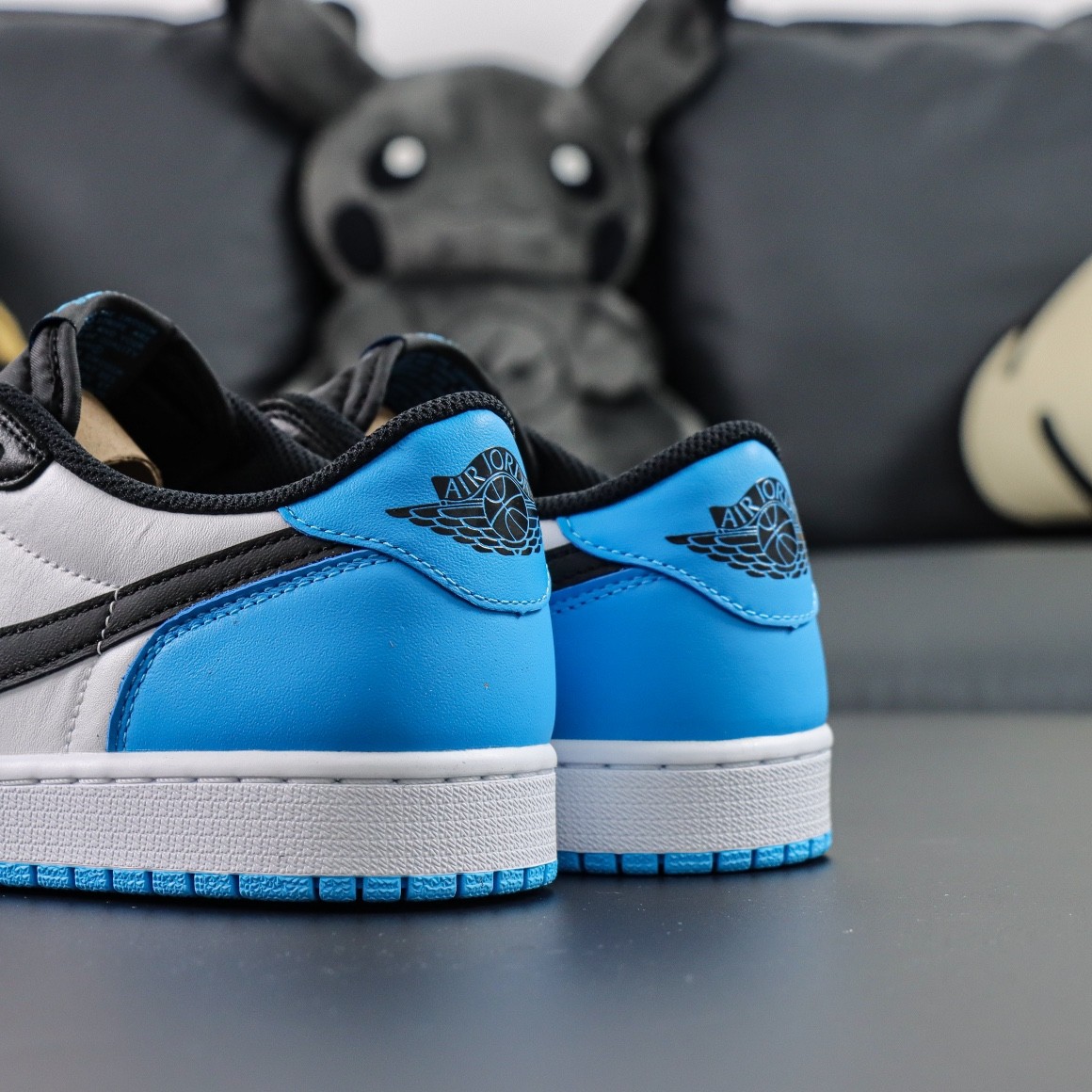 NIKE Air Jordan 1 Low Black and Dark Powder Blue 