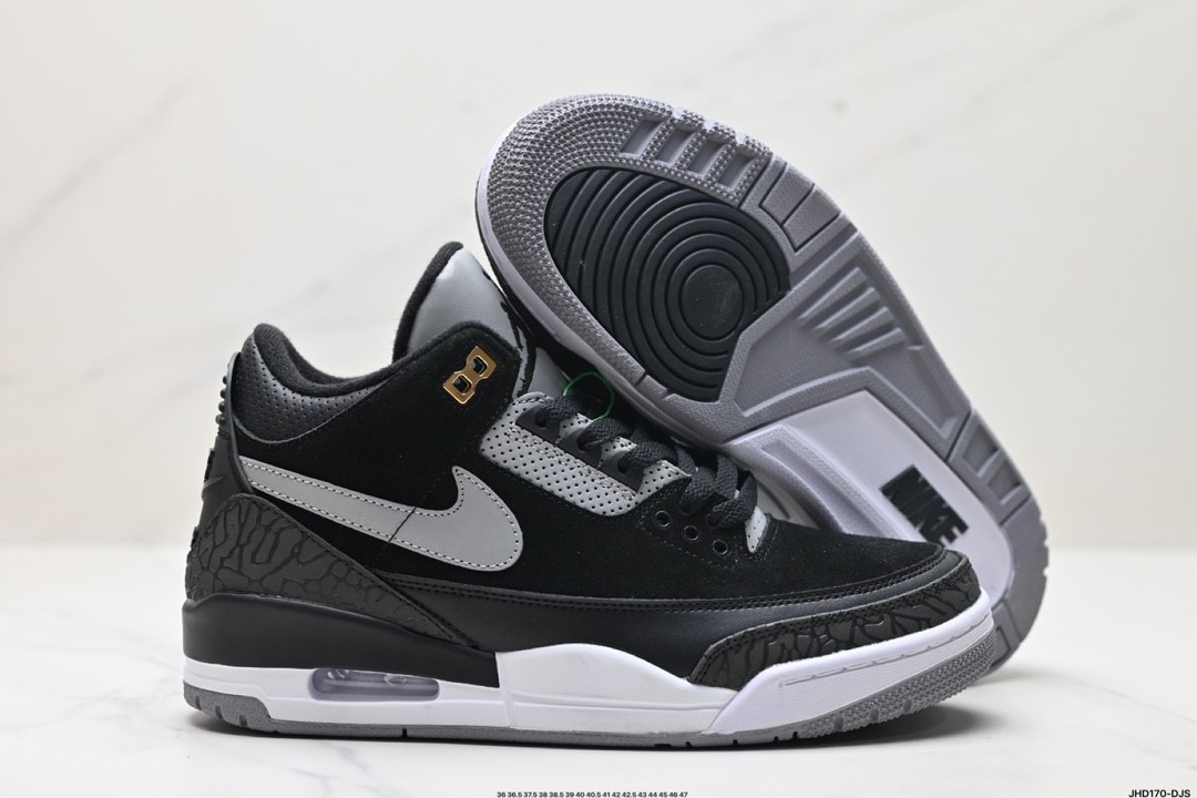 Nike Air Jordan 3 Retro Tinker Black Cement Gold 