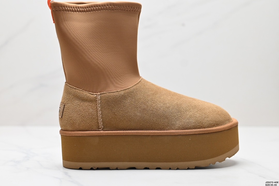 UGG Suede Casual Round Head Lightweight Thick Sole High Boots