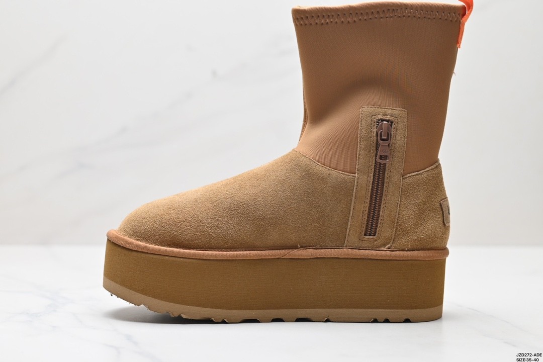 UGG Suede Casual Round Head Lightweight Thick Sole High Boots